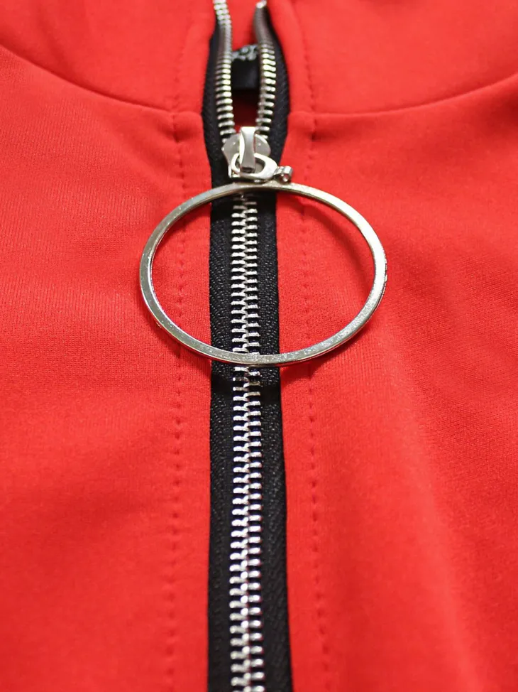 High Low Irregular Zipper Front Tunic Top