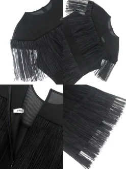 High-Waisted Fringe Tassel Belted Dress