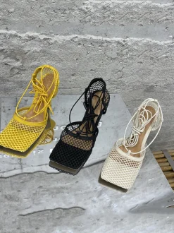 Hollow Out Crossed Straps High Heel Sandal