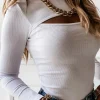 Hollow Out Ribbed Knit Top