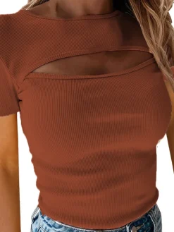 Hollow Out Ribbed Knit Top
