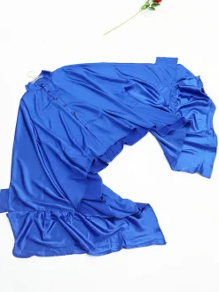 Irregular Loose Batwing Sleeve Silky Button-Up Blouse