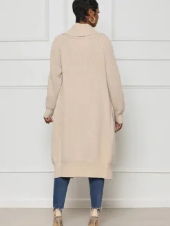 Knit Long Sleeve Solid Bodycon Cardigan