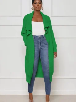 Knit Long Sleeve Solid Bodycon Cardigan