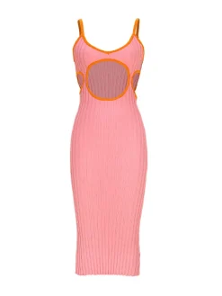Knit Sleeveless Backless Midi Dress