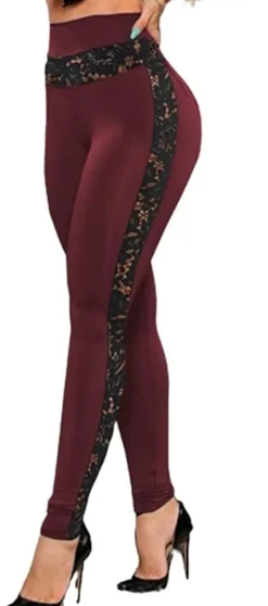 Lace Patchwork High Waisted Long Pants