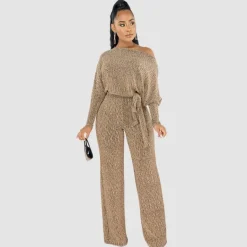 Leopard Printed Off-shoulder Jumpsuit