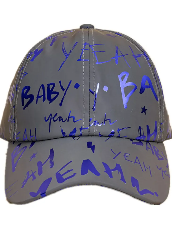 Letter Print Reflective Baseball Caps