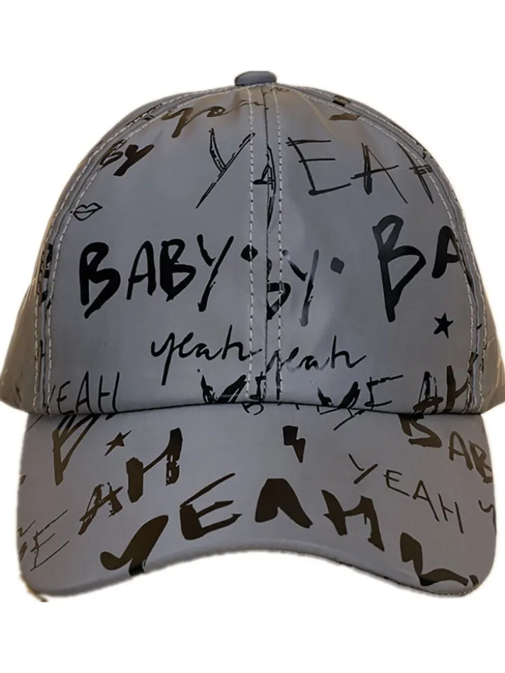 Letter Print Reflective Baseball Caps