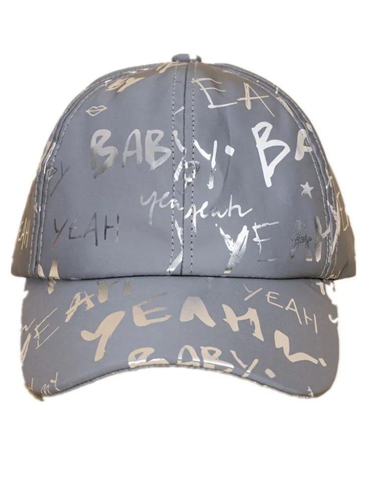Letter Print Reflective Baseball Caps