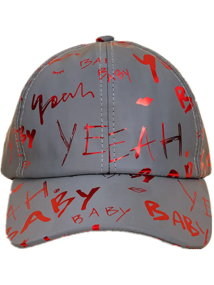 Letter Print Reflective Baseball Caps