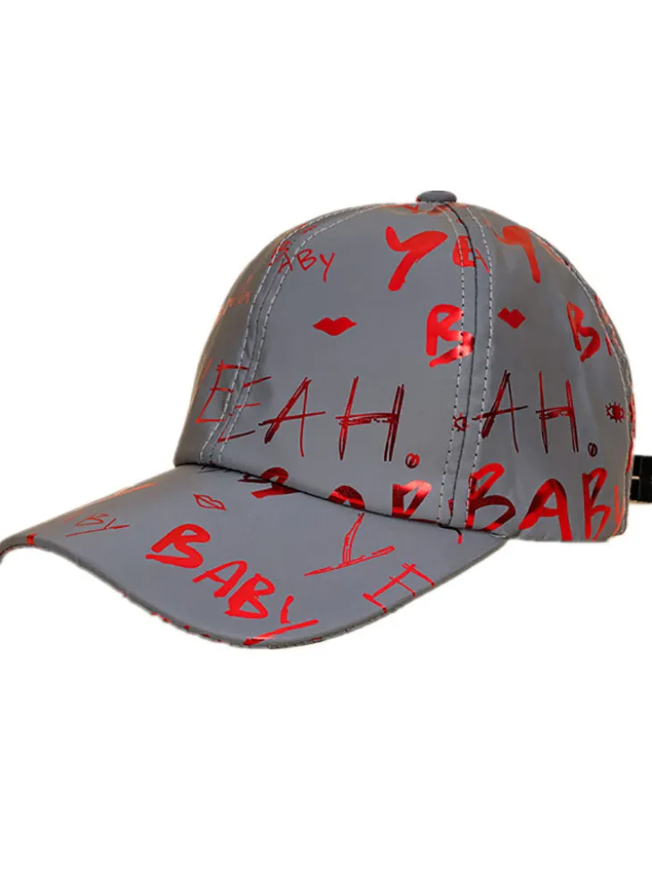Letter Print Reflective Baseball Caps