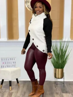 Long Sleeve Color Block Asymmetrical Top