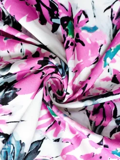 Long Sleeve Floral Print Patchwork Mini Dress