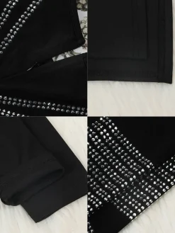 Long Sleeve Hot Drilling Sequins High Split Maxi Dress
