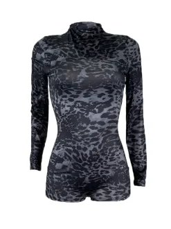 Long Sleeve Leopard Print Romper