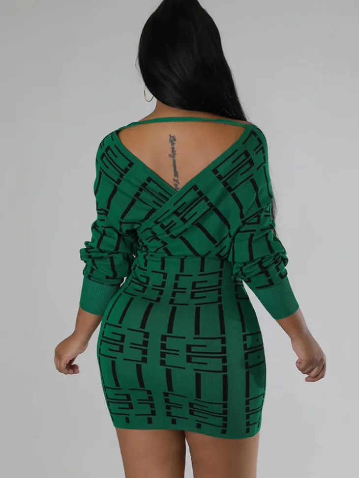 Long Sleeve Off Shoulder Mini Dress