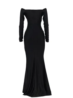 Long Sleeve Off Shoulder Split Maxi Dress