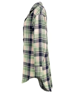 Long Sleeve Plaid Print Mini Dress Blouse