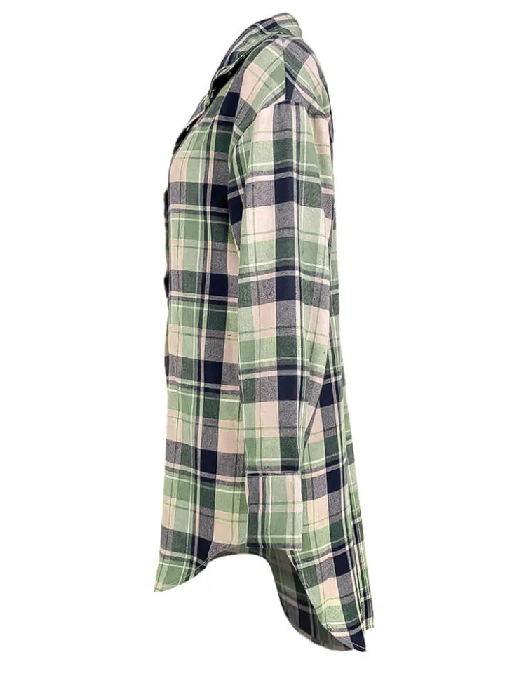 Long Sleeve Plaid Print Mini Dress Blouse