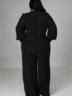 Long Sleeve Solid Bodycon Wide Leg Jumpsuit