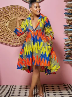 Long Sleeve V Neck Floral Print Midi Dress