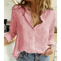 Loose Fit Long Sleeve Linen Shirt