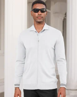 Mens Casual Stand Collar Full-Zip Jacket