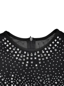 Mesh Rhinestone Sleeveless Maxi Dress