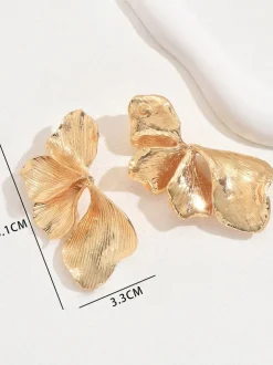 Metal Floral Petal Earrings