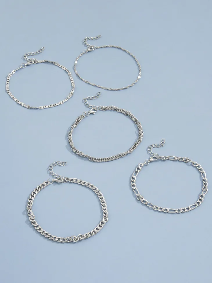 Minimalist Vintage Snake Chain Ankle Bracelet Set