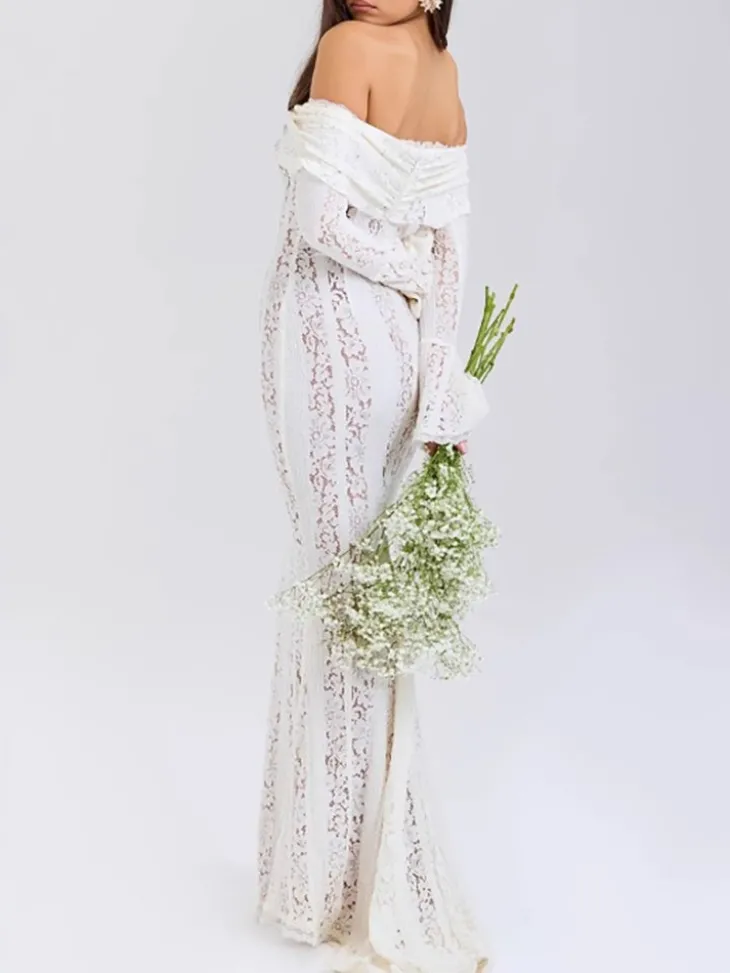 Off Shoulder Lace Maxi Dress