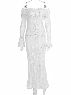 Off Shoulder Lace Maxi Dress