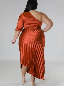 One Shoulder Lace Up Ruched Maxi Dress