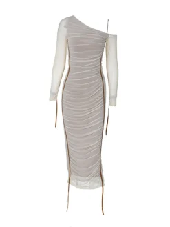 One Shoulder Ruched Maxi Dress