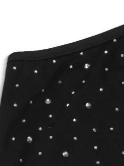 One-Shoulder Rhinestone Cutout Mini Dress
