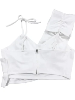 One-Shoulder Ruffle Pleated Pants Set