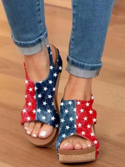 Peep Toe Studded Wedge Roman Sandal