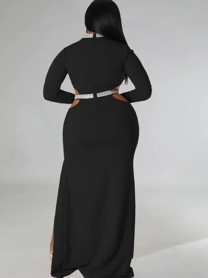 Plus Size Cut Out Split Maxi Dresees