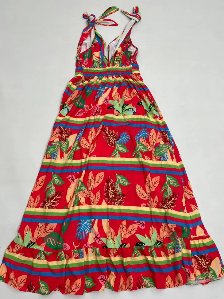 Plus Size Floral Print Strap A-Line Maxi Dress
