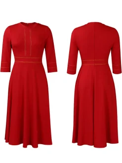 Plus Size Half Sleeve Stand Collar Dress