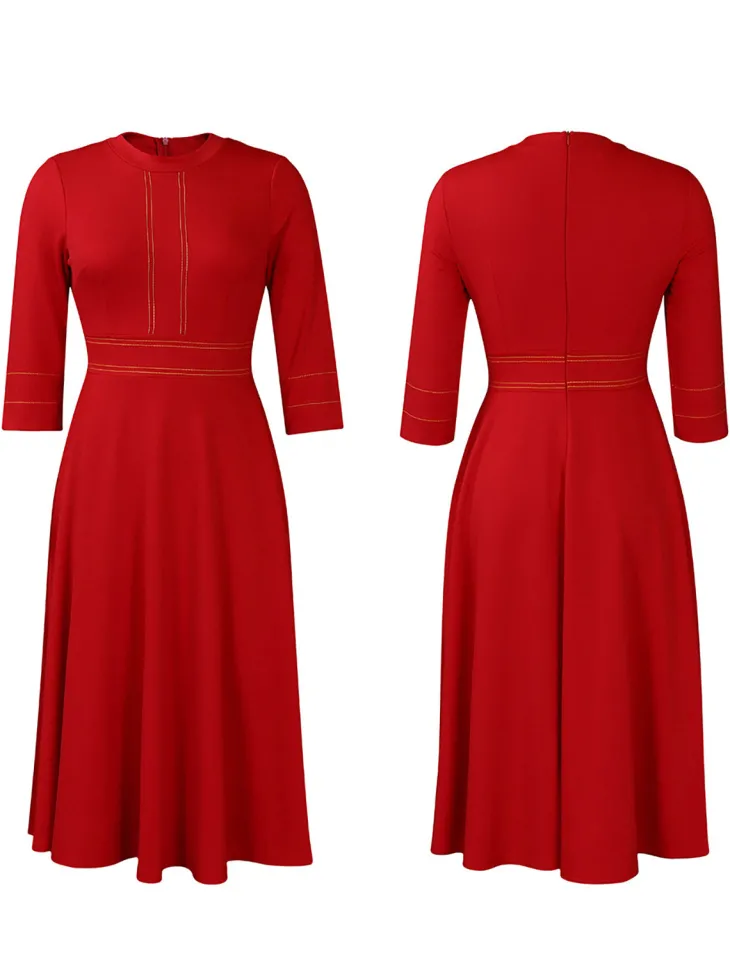 Plus Size Half Sleeve Stand Collar Dress