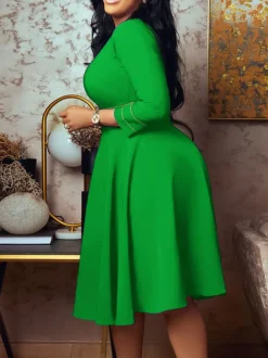 Plus Size Half Sleeve Stand Collar Dress