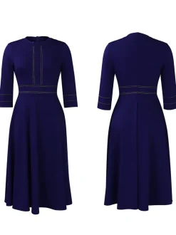 Plus Size Half Sleeve Stand Collar Dress