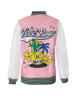Plus Size Long Sleeves Button Baseball Jacket