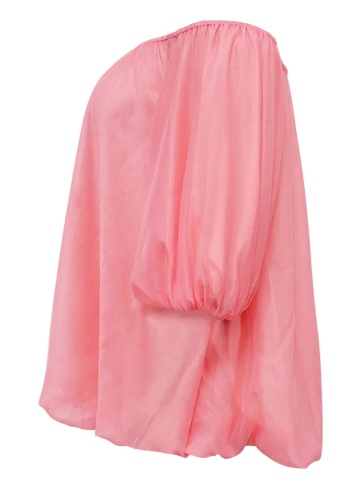 Plus Size Off Shoulder Puff Sleeve Dress