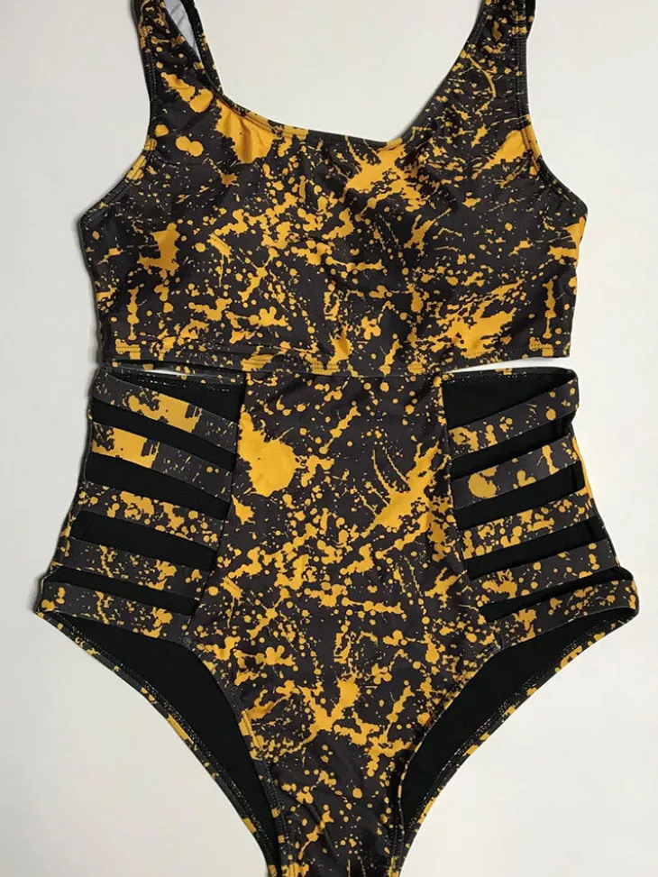Plus Size One Piece Hollow Out Swimsuit