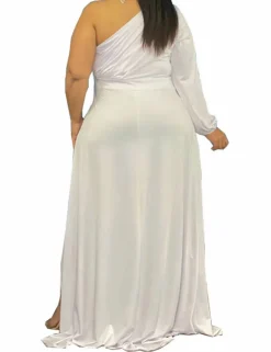 Plus Size One Shoulder Irregular Hem Dress