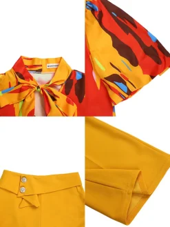 Plus Size Short Sleeve Shirt and Wide Leg Pants Set