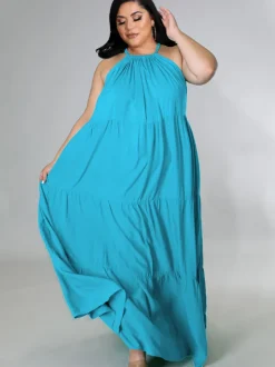 Plus Size Sleeveless Ruched Maxi Dress